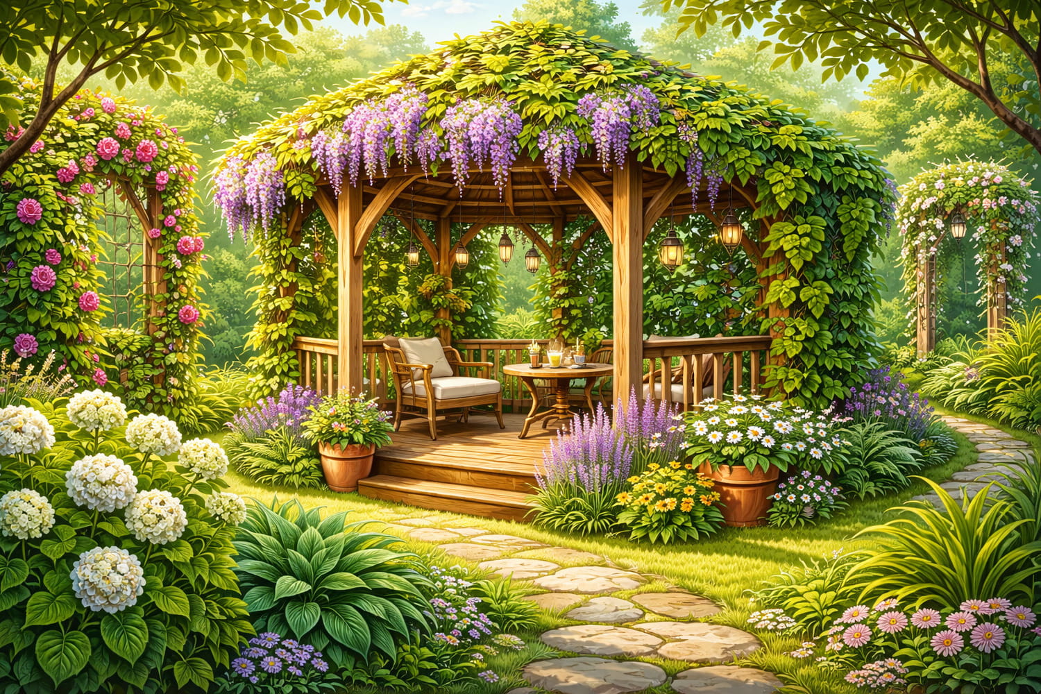 Көлеңке мен жайлылық үшін беседка маңына не отырғызуға болады - Вектор Казахстана 1