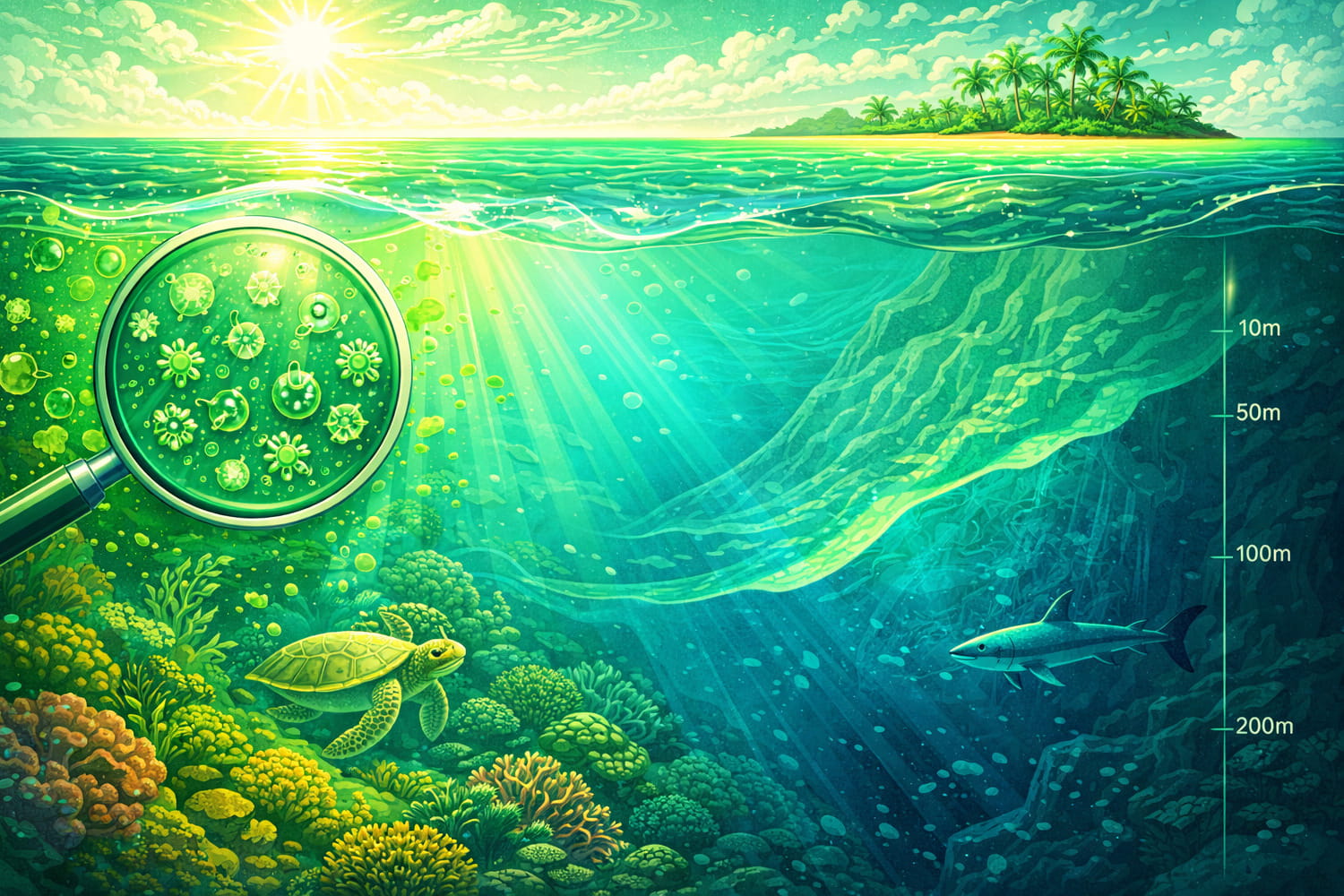 Мұхиттың түсі судың тереңдігі мен құрамына қалай байланысты - Вектор Казахстана 1