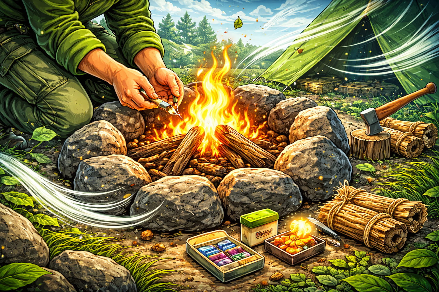 Как правильно развести костёр в ветреную погоду - Вектор Казахстана 1