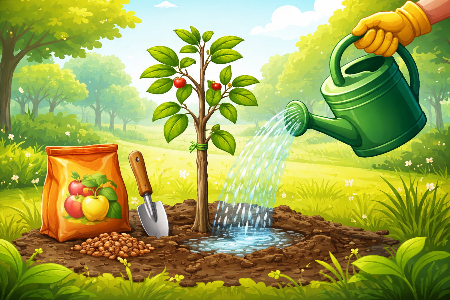 Как ухаживать за молодыми саженцами плодовых деревьев - Вектор Казахстана 1